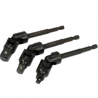 YATO YT-04641 Set 3 adaptoare cardanice, 1/4', 3/8', 1/2', lungime 125 mm, Crom Vanadiu