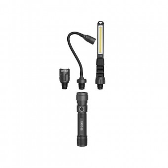 YATO YT-08521 Lampa de atelier 3 in 1, Li-Ion, 2.2 Ah, IP54, USB, magnetic, 380 lm, Aluminiu anodizat