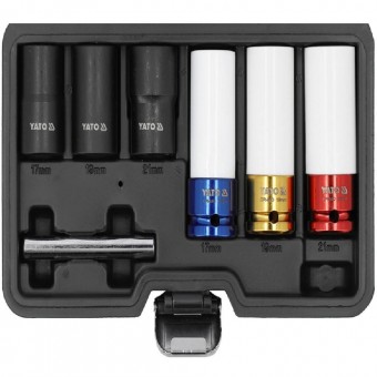 YATO YT-10552 Set 6 tubulare impact pentru jante aliaj, 17,19,21 MM