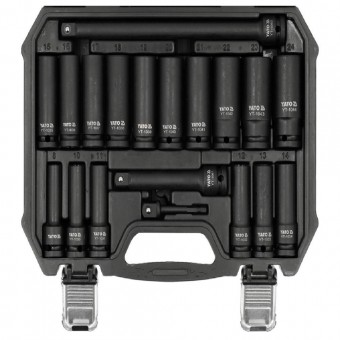 YATO yt-10556 Set tubulare adanci de impact 1/2, 8-24mm, 19 piese