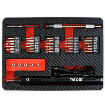 YATO YT-27930 Set surubelnita de precizie, cu acumulator si 39 biti, Yato YT-27930, Cr-V, 3.6V, 450mAh