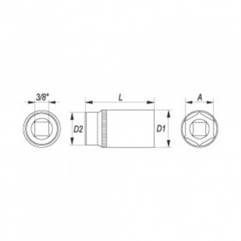 YATO YT-3827 Cheie tubulara hexagonala adanca 3/8, 13mm, CR-V, Yato YT-3827
