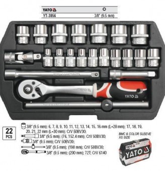 YATO YT-38561 Trusa chei tubulare cu antrenor 22 piese Yato YT-38561