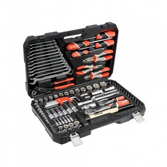 YATO YT-38901 Trusa tubulare, Yato 1/2, 3/4, chei combinate si antrenor clichet, 122 piese