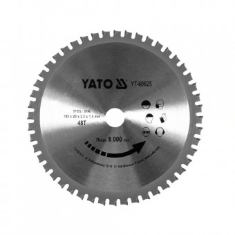 YATO YT-60625 Disc circular pentru taiere metal, Yato 185x20x1.5mm, 48 dinti