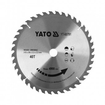YATO YT-60791 Disc circular pentru lemn Yato YT-60791, 315X40TX30mm