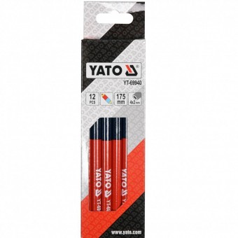 YATO YT-69940 Set 12 creioane pentru tamplarie Yato YT-69940, cap dublu rosu si albastru