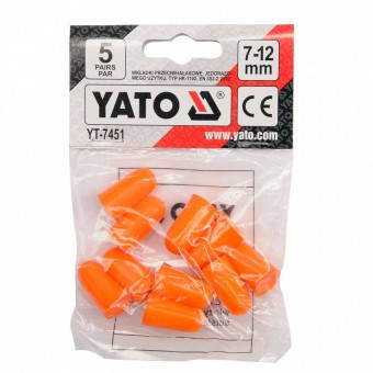 YATO YT-7451 Set antifoane tip dop pentru urechi, Yato YT-7451, 5 perechi, 7-12mm