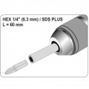Adaptor sds plus pentru biti Yato YT-04690, prindere hexagonala 1/4, lungime 60 mm