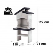 Agrieuro K604105 Gratar pentru gradina / terasa Palazzetti Procida, din material refractar, ustensile gratar, grill inox inclus, 192x110x71 cm