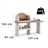 Agrieuro K606283 Gratar pentru gradina / terasa Palazzetti St. Vasto, din material refractar, ustensile gratar, grill inox inclus, 124x159x59 cm