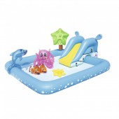 Bestway SK-8050106 Piscina gonflabila, Bestway Fantastic Aquarium, cu topogan si jucarii gonflabile, 239x206x86 cm