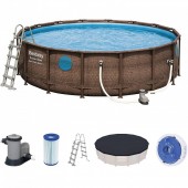 Bestway SK-8050187 Piscina Bestway® 56725 Power Steel ™ Vista, 488x122 cm,pompa filtrare, scara, prelata, dozator
