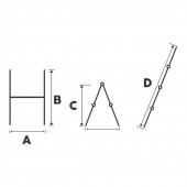 Bisonte STR0505 Schela cu scara dubla aluminiu STR0505, inaltime 1.4 m, lungime 1.6 m