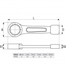 Cheie inelara de impact 70mm CR-V, Yato YT-1614