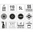 Cratita cu maner si capac, 5L, 24x11cm, Yato YG-00062