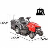 GeoTech K608116 Tractoras pentru gazon, GeoTech 17 CP, Benzina, Diametru taiere cu 2 lame 96 cm, taiere 35-75 mm, 6 viteze, cos 220 l