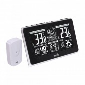 Home HCW25 Termometru si higrometru, cu emitator extern Home HCW 25, LCD, negru, ceas