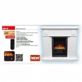 Home SO-FKK18 Semineu electric de perete Home FKK 18, MDF alb, 1000/2000W, efect 3D, Telecomanda
