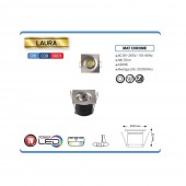 Horoz 016-038-0001/ Spot Led Laura Mat Chrome, 1W, 70lm, lumina neutral 4200K, patrat, 85-265V, Aluminiu