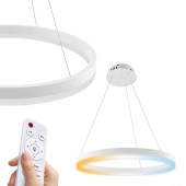 Horoz 019-083-0053 Lampa suspendata LED 53W 3CCT 3710 lm, rotunda, alba, dimabila, telecomanda