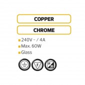 Horoz 021-014-0002CHROME Pendula Meteor Copper, max 60W, sticla