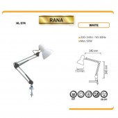 Horoz 048-013-0060WHITE Lampa pentru birou, articulata Rana HL074, Alba, E27, max. 60 W
