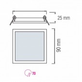 Horoz 056-005-0003/ Panou Led patrat, Slim/Sq-3, putere 3 W, 6000 K, 110 lm