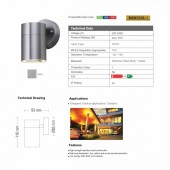 Horoz 075-008-0001 Aplica de exterior Manolya-1, Inox, IP44, GU10, max 35W