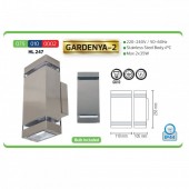 Horoz 075-010-0002/ Aplica de exterior Gardenya-2, Inox, IP44, GU10, putere 2 x 35 W, lumina in 2 sensuri