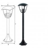 Horoz 075-016-0005 Lampa de gradina Nar-5, corp aluminiu, 840x170x170 mm, negru, IP44
