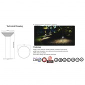 Horoz 076-016-0002 Stalp iluminat exterior Bambu-4, LED, max 9W, Inox, 684 lm, IP44, 4000K, inaltime 500mm