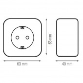 Horoz 112-004-0001 Priza simpla, Eva Socket, 16A, montaj aparent, alb, 1 locas, schuko