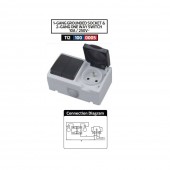Horoz 112-100-0005 Corp intrerupator dublu cu priza PT, Atom, pentru exterior, IP54, Schuko