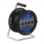 Horoz 310.130.101 Prelungitor pe tambur, suport Aluminiu, Lungime 30 m, sectiune 3x 2.5 mmp, prize in linie, 4 x Schuko