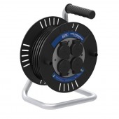 Horoz 310.140.301 Prelungitor pe tambur, suport Aluminiu, Lungime 40 m, sectiune 3 x 2.5 mmp, IP44, capace cauciuc, 4 x Schuko