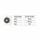 Horoz 500.000.150/ Ventilator axial de perete, Horoz-150, debit 150 m3/h, diametru 150 mm, 20 W
