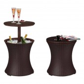 Keter SK-2171561 Mini bar de gradina multifunctional Keter Cool Bar Rattan, maro, 49.5x49.5x57-82 cm 