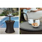Keter SK-2171561/ Mini bar de gradina multifunctional Keter Cool Bar Rattan, maro, 49.5x49.5x57-82 cm 