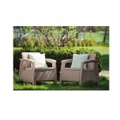 Keter sk-802402 Set mobilier de gradina Keter Bahama Capuccino, 1 x canapea cu 3 locuri, 2 x fotolii, 1 x masuta