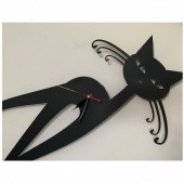 Krodesign KRO-1019 Ceas de perete, metalic, Krodesign Black Cat-1, diametru 60 cm