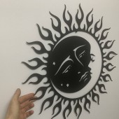 Krodesign KRO-1022/ Decoratiune perete Krodesign Sun Moon, diametru 60 cm, negru