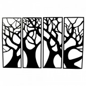 Krodesign KRO-1029 Set 4 decoratiuni metalice, de perete Krodesign 4 Panel Tree, Inaltime 76 cm, negru