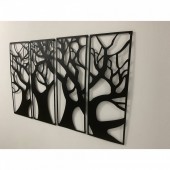 Krodesign KRO-1029 Set 4 decoratiuni metalice, de perete Krodesign 4 Panel Tree, Inaltime 76 cm, negru