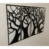 Krodesign KRO-1029 Set 4 decoratiuni metalice, de perete Krodesign 4 Panel Tree, Inaltime 76 cm, negru