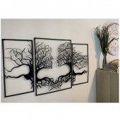 Krodesign KRO-1035/ Set 3 decoratiuni perete Krodesign Tree Kiss, negru, 71 cm, grosime 2 mm
