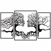 Krodesign KRO-1035/ Set 3 decoratiuni perete Krodesign Tree Kiss, negru, 71 cm, grosime 2 mm