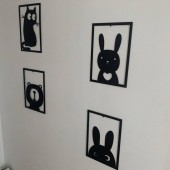 Krodesign KRO-1039 Set 4 decoratiuni tablouri Krodesign Animals, negru