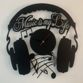 Krodesign KRO-1040 Ceas de perete metalic Krodesign Music is my Life, diametru 60 cm, negru