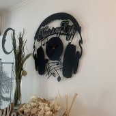 Krodesign KRO-1040/ Ceas de perete metalic Krodesign Music is my Life, diametru 60 cm, negru